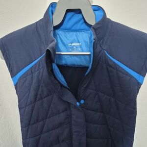 Brooks Men’s Quilted Navy Vest with Bright Blue Accents